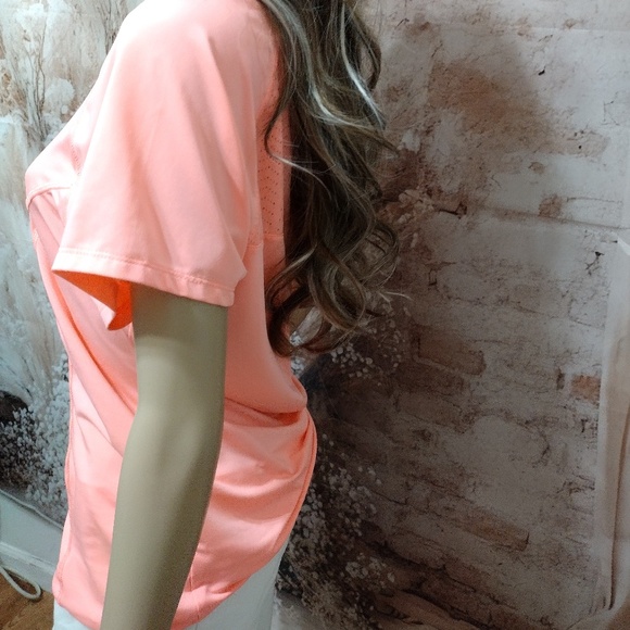 Marika Women's Large Light Peach/Pink Stretch Mesh Activewear Workout Top - Picture 4 of 6